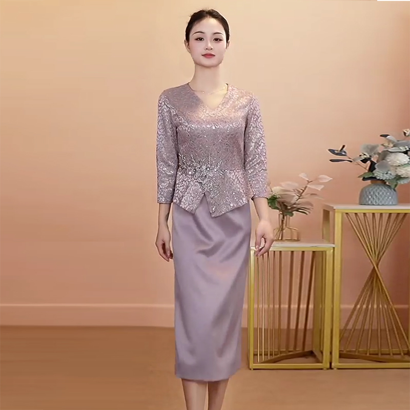 高端轻奢喜妈妈礼服春夏季新款气质喜婆婆婚宴礼服装2025年新款