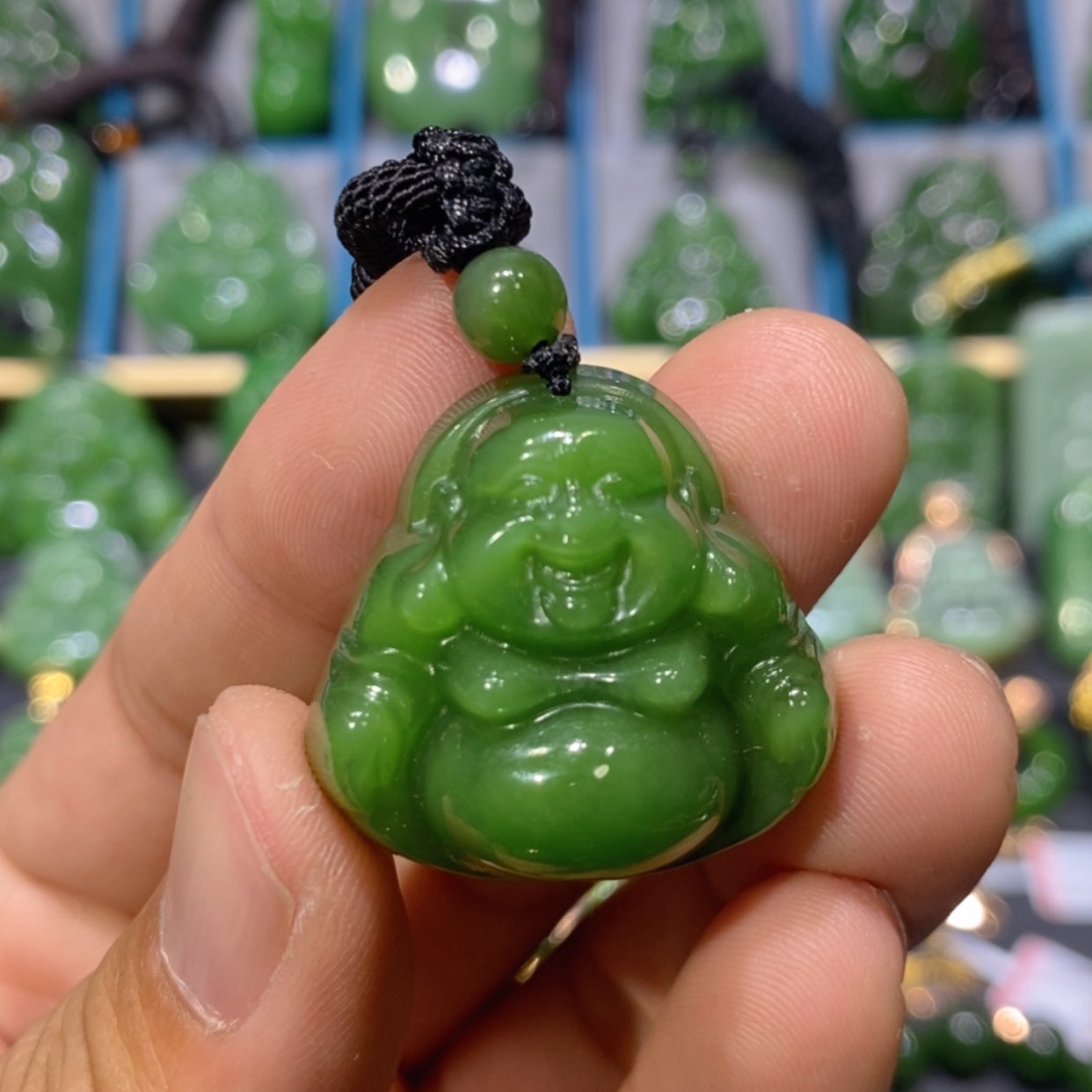 【闪购商品】和田玉吊坠(不含链)未镶嵌辣阳绿猫眼佛公29/12.8
