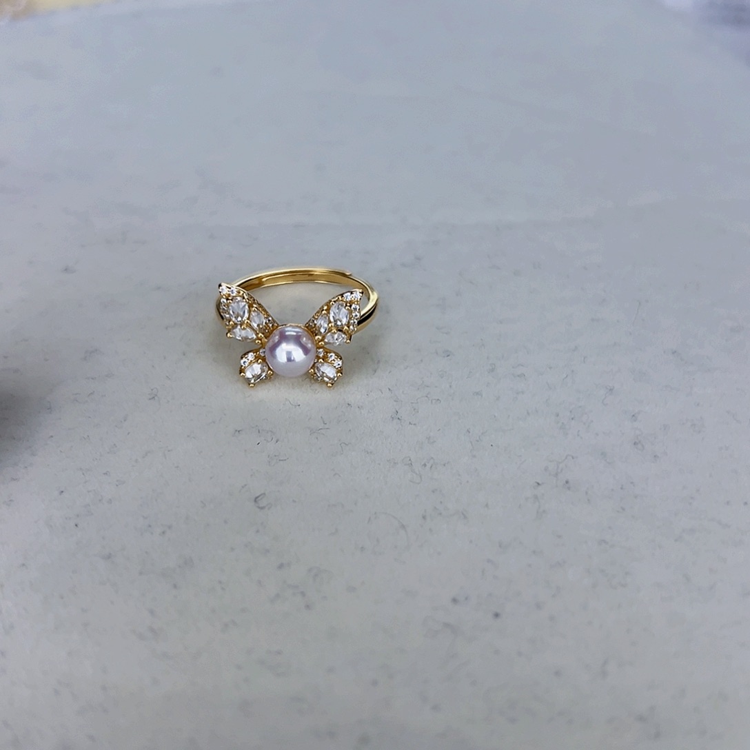 海水珍珠海水akoya设计款戒指5-6mm银S925镶嵌