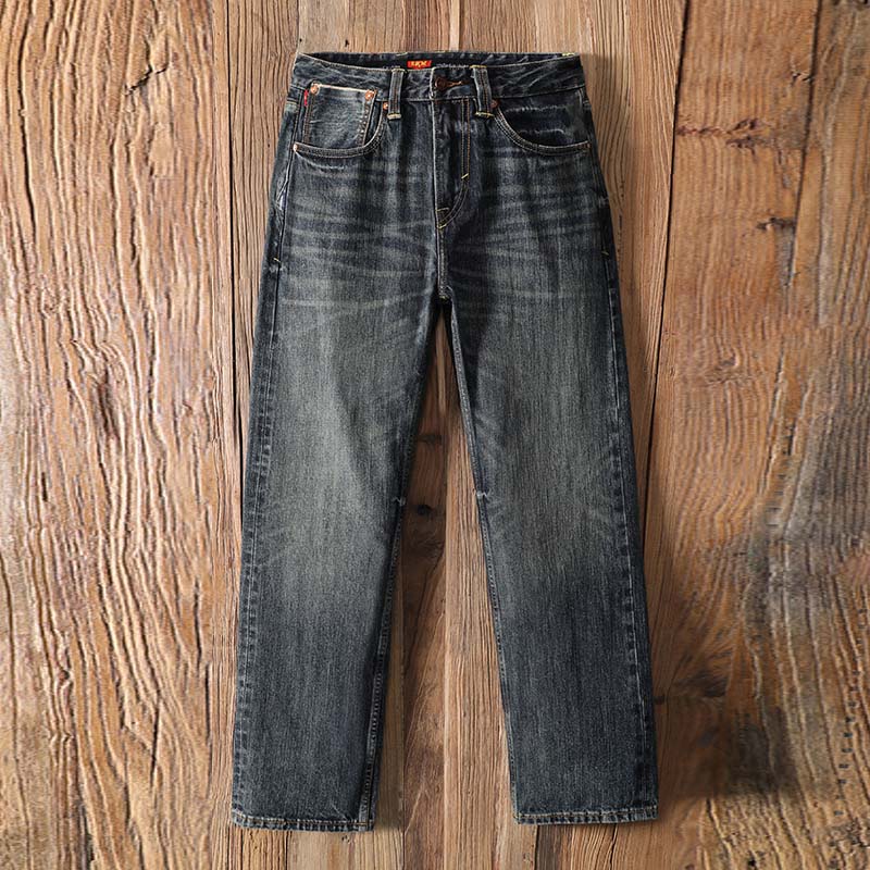 1098赤耳丹宁505阔腿宽松直筒情侣牛仔裤百搭水洗复古显瘦时尚
