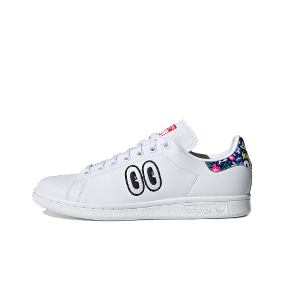 adidas originals STANSMITH涂鸦花尾防滑轻便低帮板鞋女款白