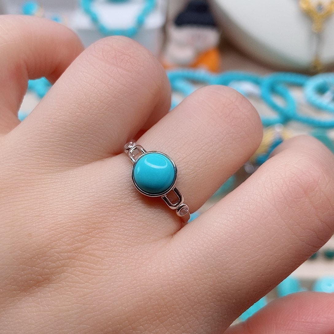 绿松石戒指银S925镶嵌