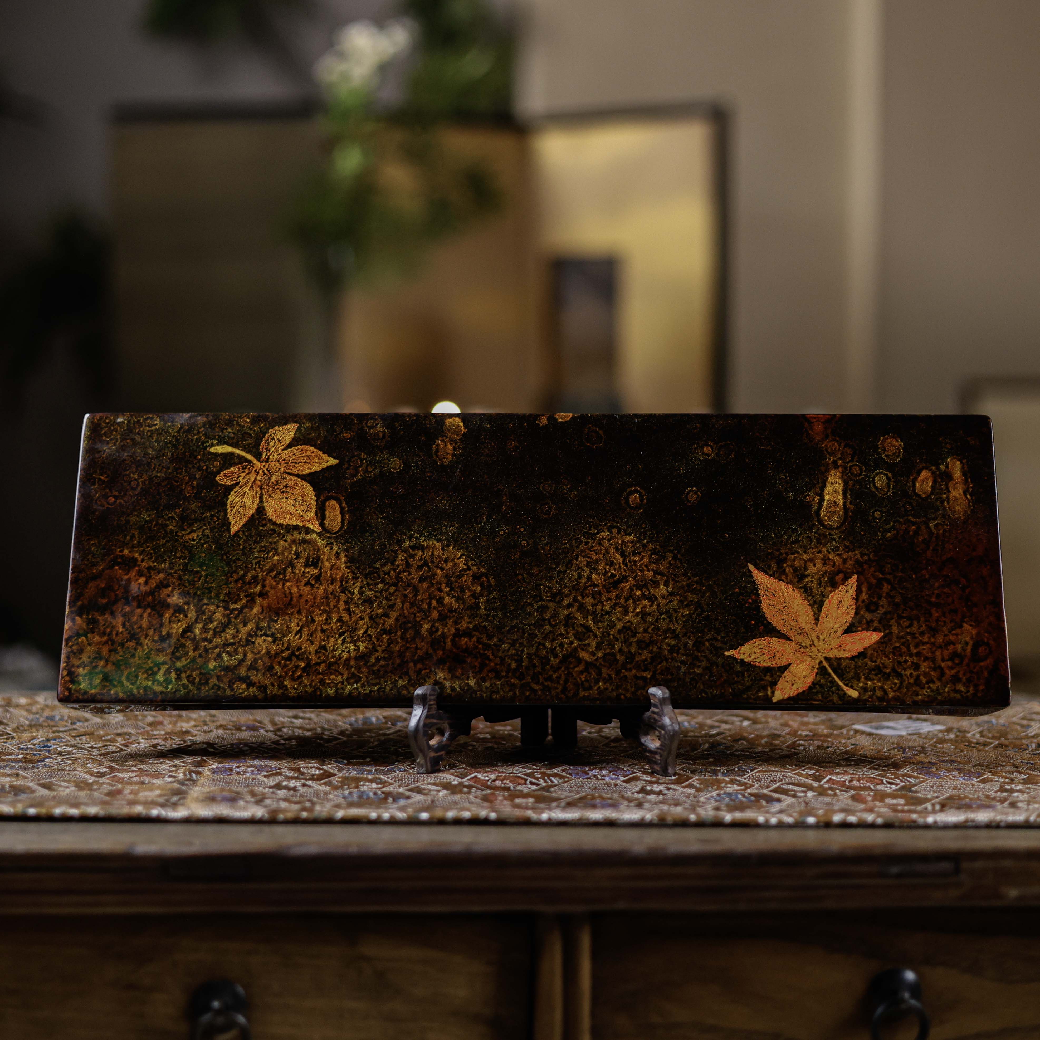 【慕白茶集】木质茶盘枫叶45*15.5cm（林剑军0151）