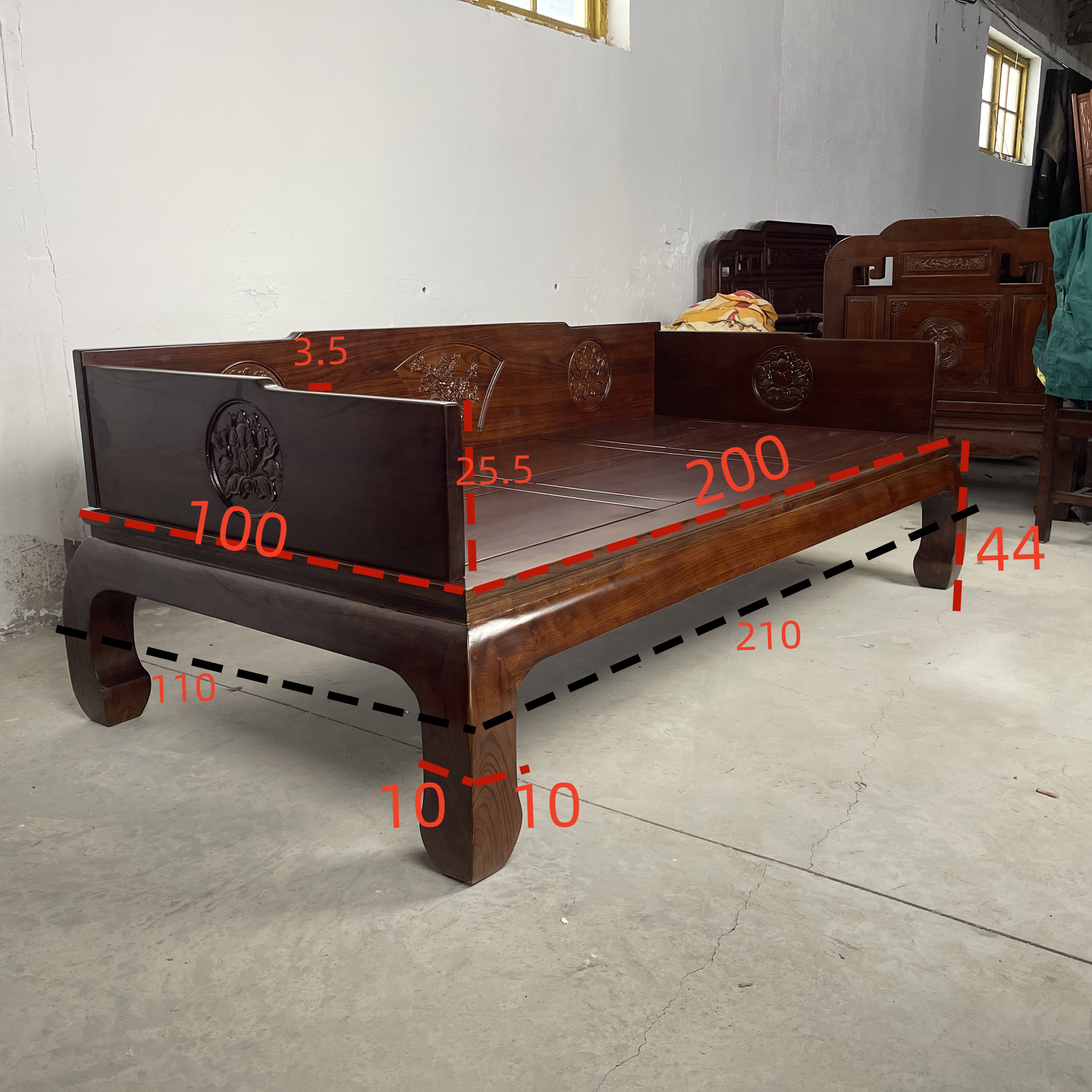 北方老榆木原木实木雕花中式王世襄款罗汉床榻