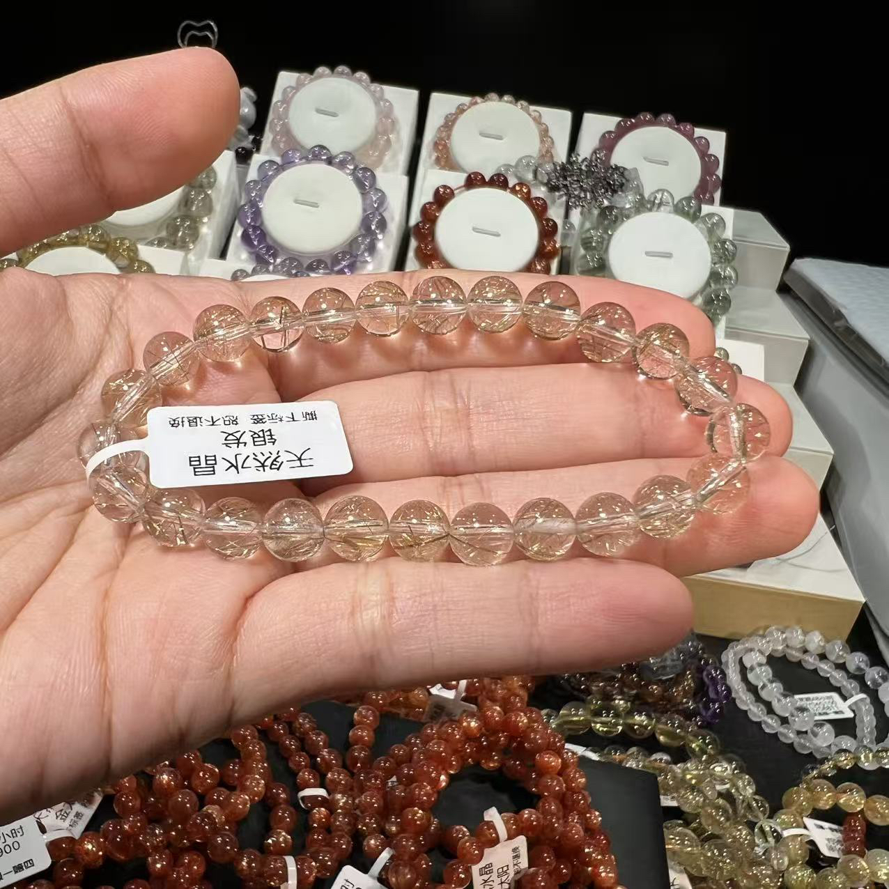 未镶嵌手链天然金发晶维纳斯烟花钛晶8mm