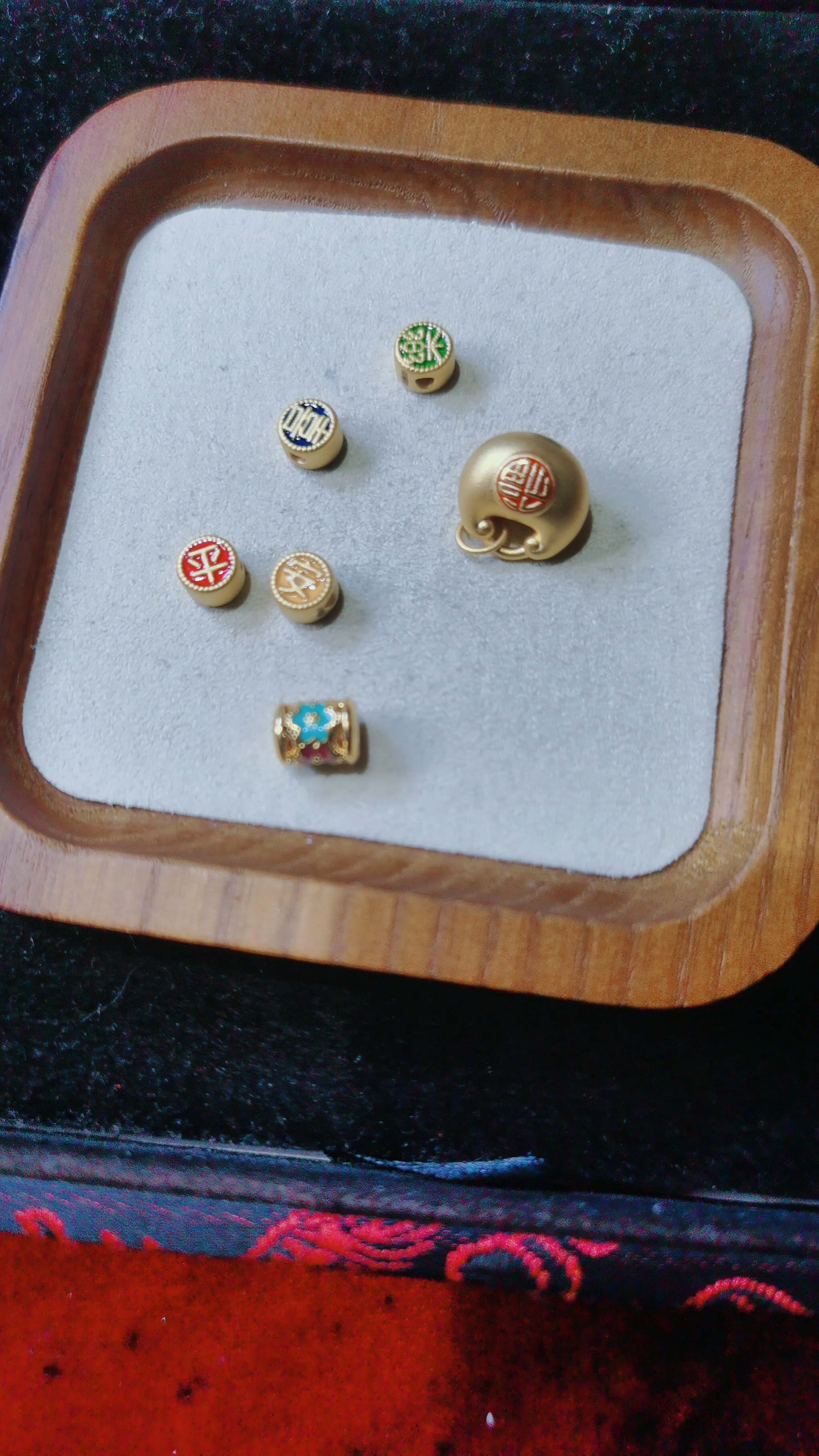 足金999硬金烧蓝福袋平安喜乐5D桶珠4.22转运珠