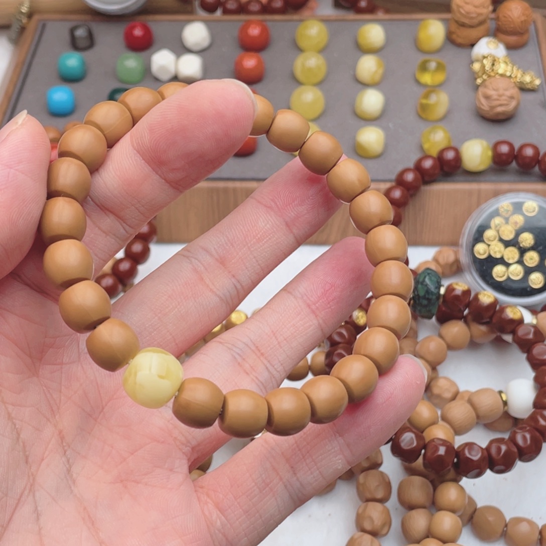 十***画猴头核桃手串直切➕配珠
