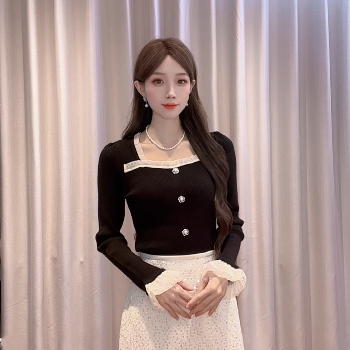 IEF/爱依服2025新款冬季气质法式设计感显瘦高级毛织上衣