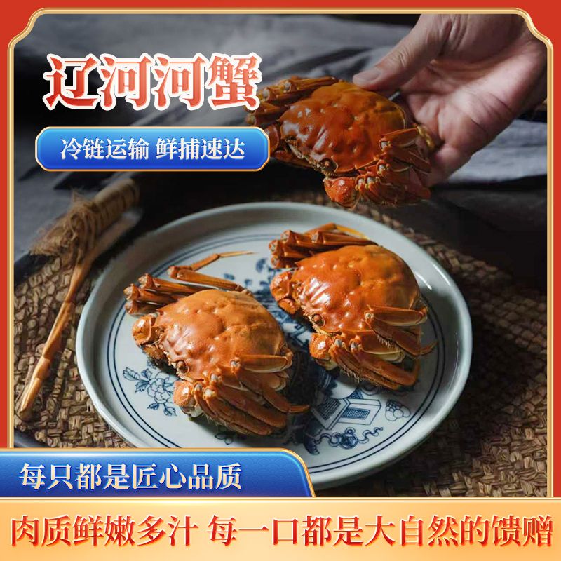 【活蟹】辽河河蟹【公母混】母1.7-2两  5只 +公 贰两半 5只 鲜活发货