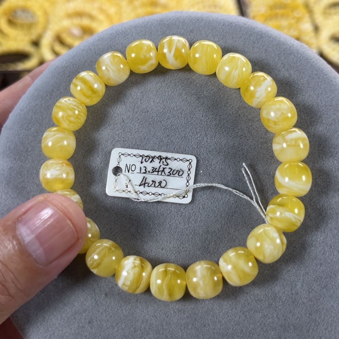 未镶嵌蜜蜡手串南*～纯天然俄料金瓷白花虎皮