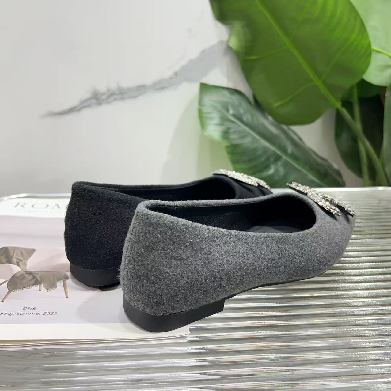 仙女风水钻时尚秋季新款百搭尖头平底单鞋8850-3