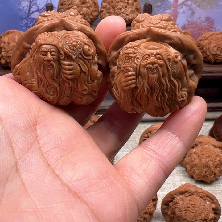 核桃把件蛤蟆头财神寿星