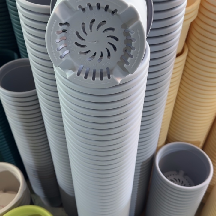 四季2号6个盆6个托盘雾霾蓝色的花盆