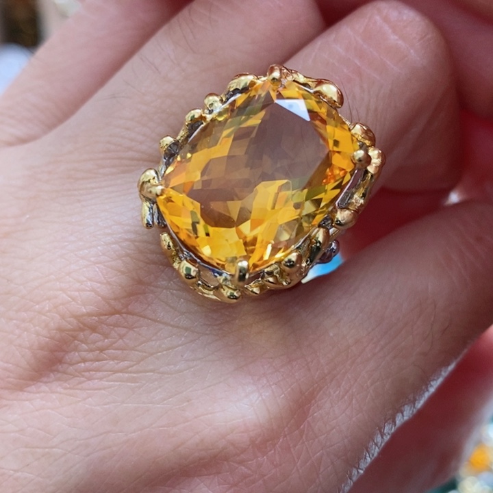 水晶戒指银S925镶嵌天然水晶戒指