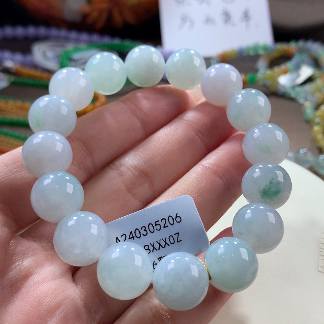 翡翠手链未镶嵌翡翠冰底飘花卡12+