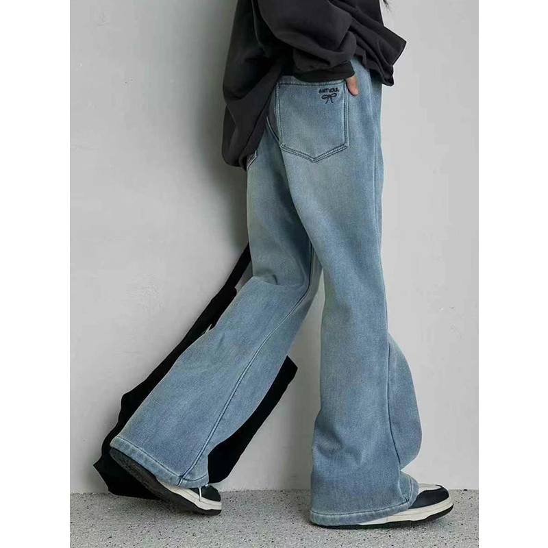 K27712女童喇叭裤2025新款春装儿童裤子大童牛仔裤时尚春秋休闲裤