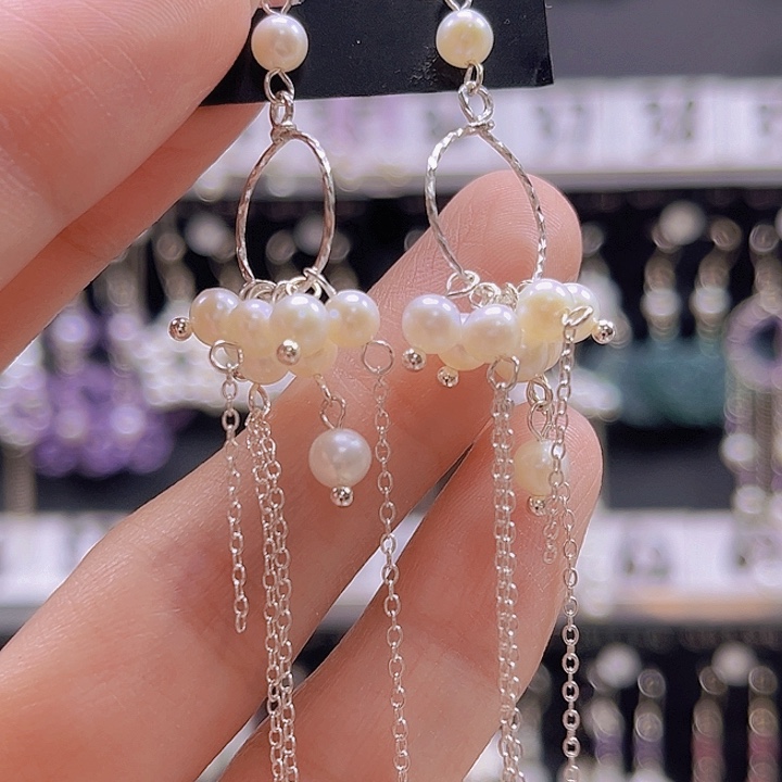 有***意淡水珍珠银S925镶嵌耳饰