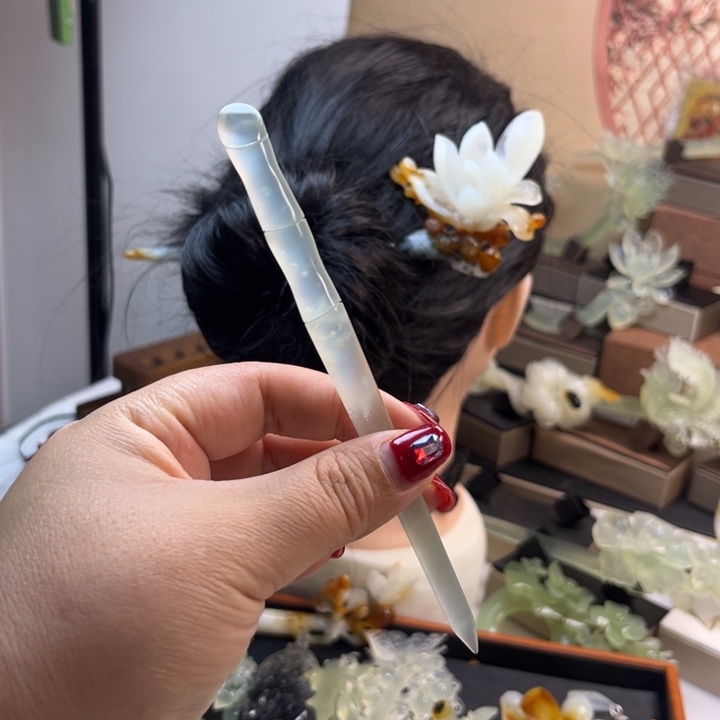 蛇纹石玉合金发饰