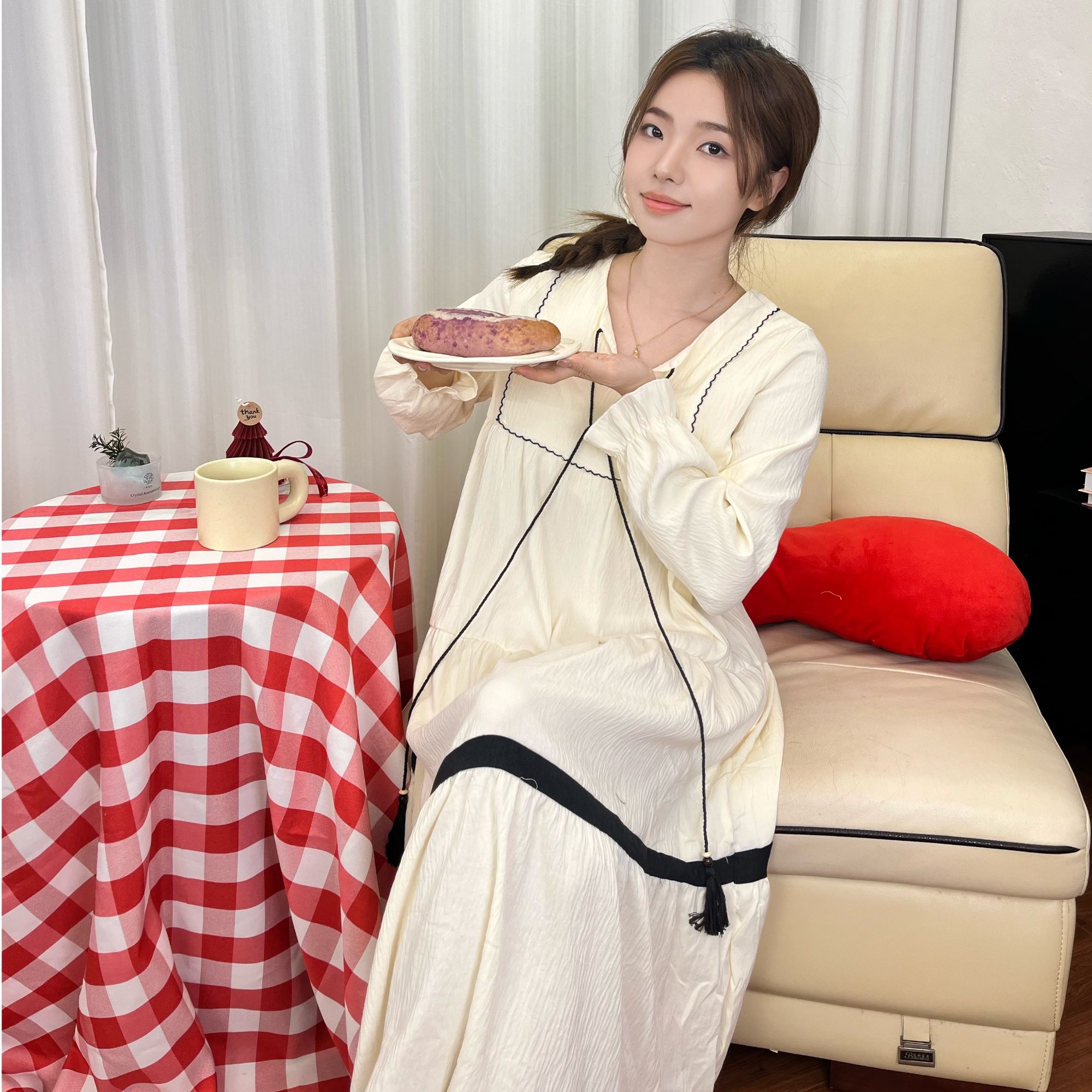 法式甜美长袖睡裙公主风蕾丝连衣裙春季家居服