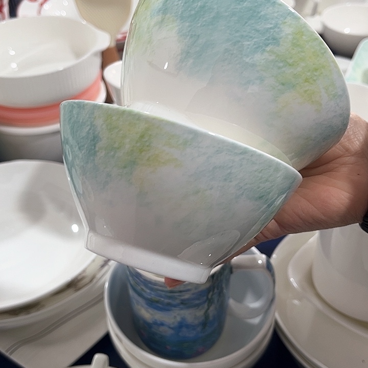 碗微瑕骨瓷碗两只装星河璀璨