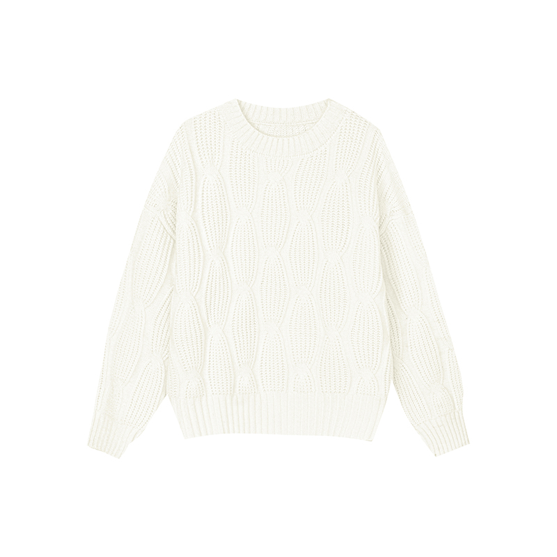 【达人专属】绞花圆领针织衫W9580