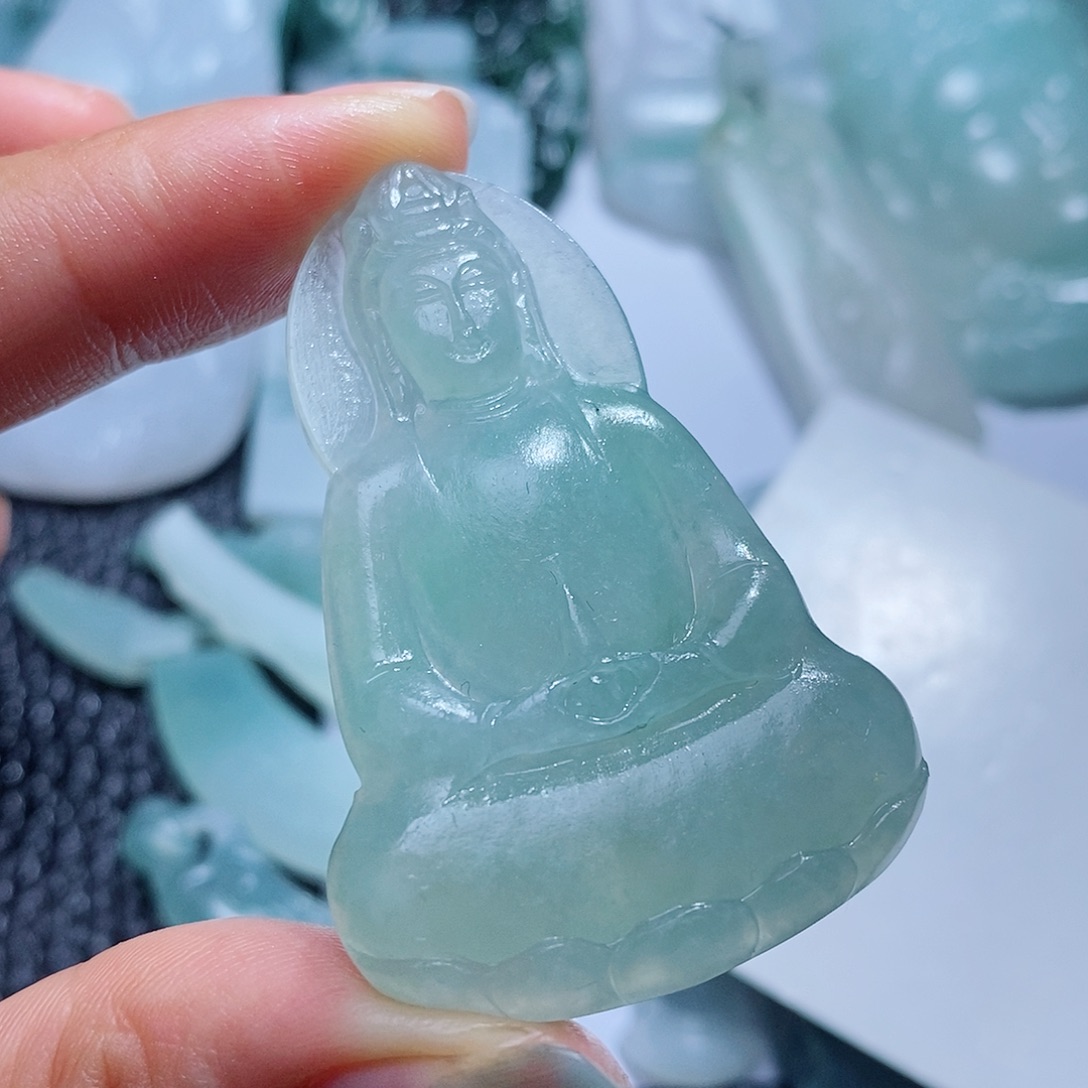 定制翡翠未镶嵌毛货付款后确认抛光