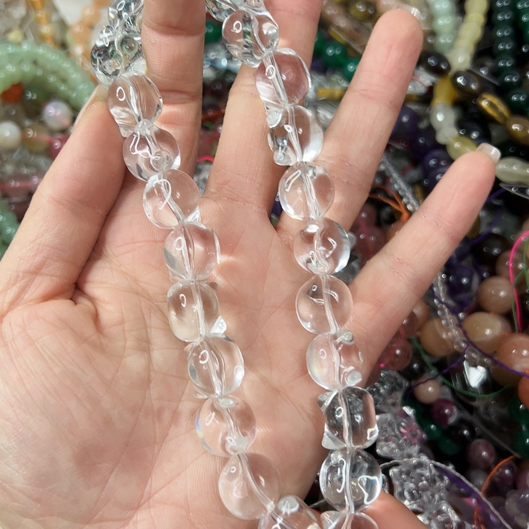 玛瑙/玉髓未镶嵌珠宝半成品，压电白水晶猫头25颗