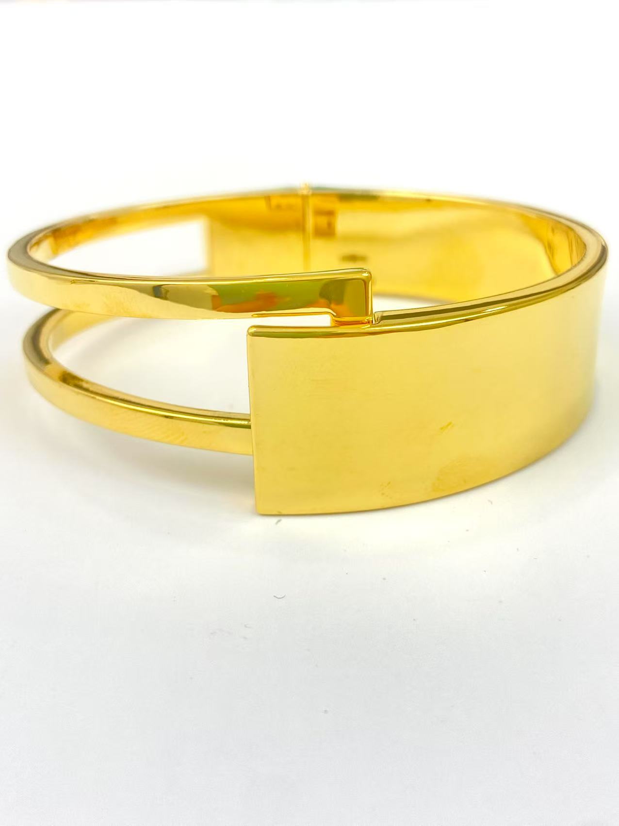 金兰黄金【几何交叉】开口手镯时尚轻奢简约双旦同庆