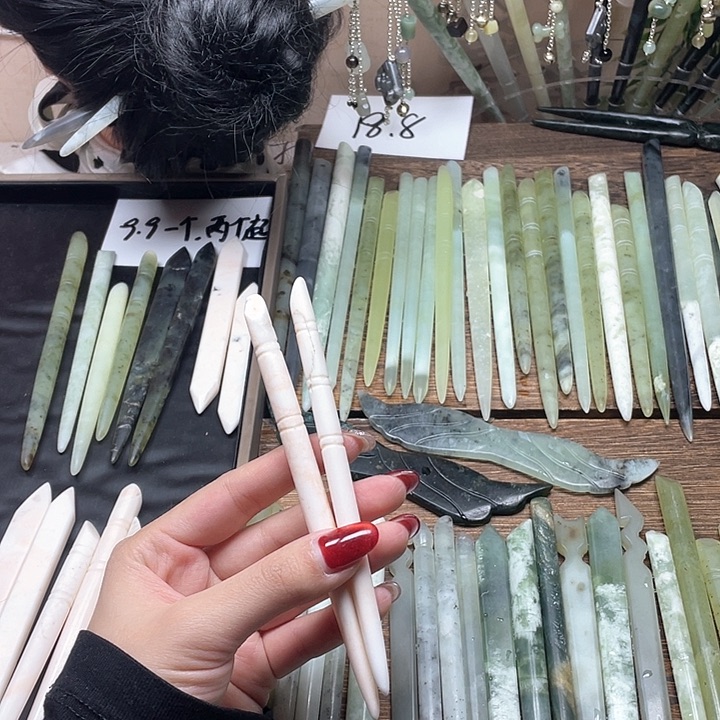 蛇纹石玉发饰合金喵*娜