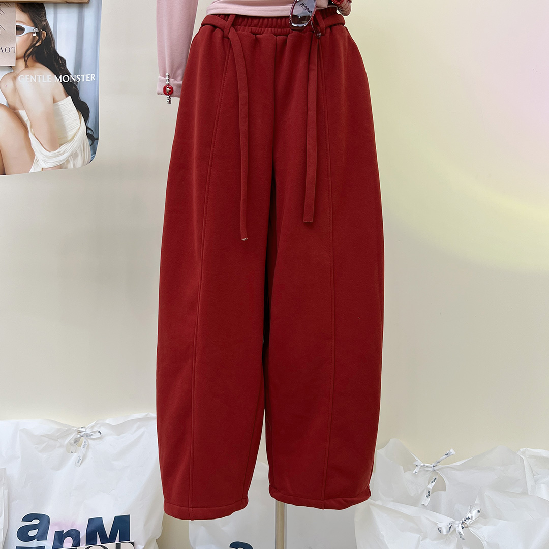 复古弯刀裤女2025冬季新款加绒加厚宽松阔腿裤高腰垂感拖地裤