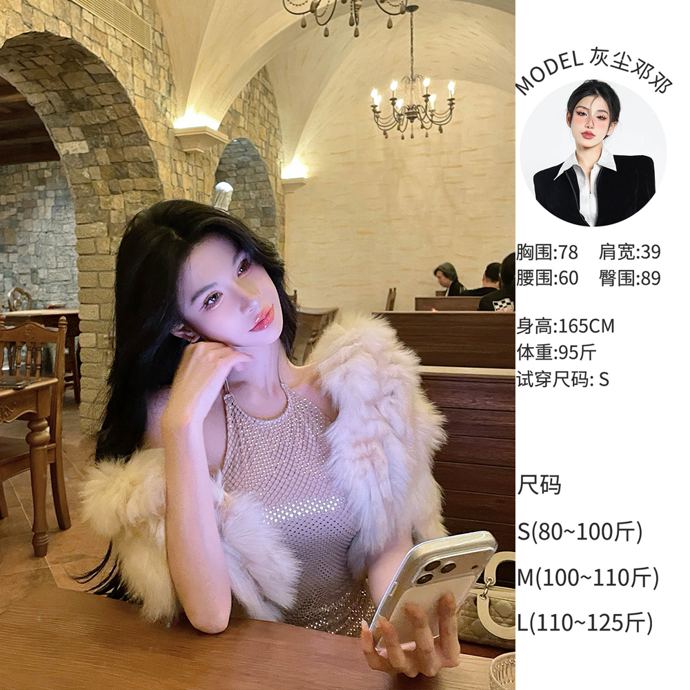 灰尘邓邓 法式挂脖露背挂脖吊带连衣裙D25Q3758