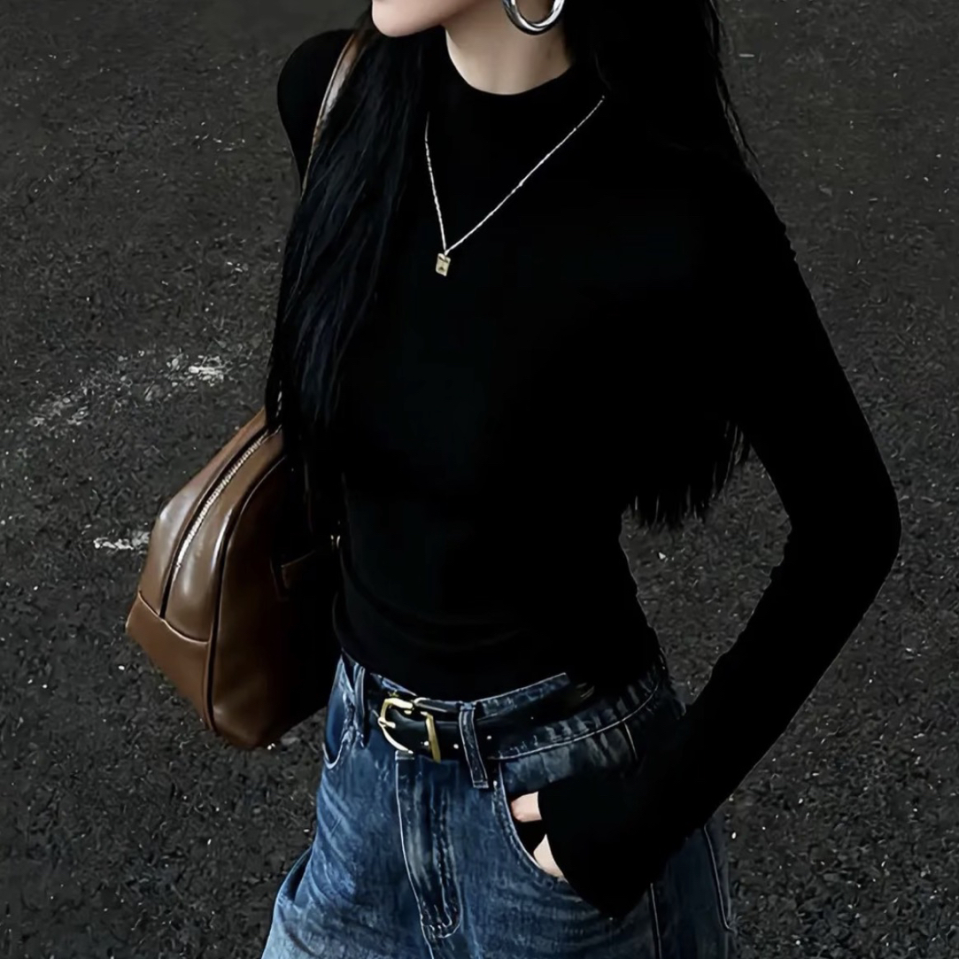 GIRDEAR/哥弟经典百搭小立领舒适亲肤保暖长袖套头打底衫130136