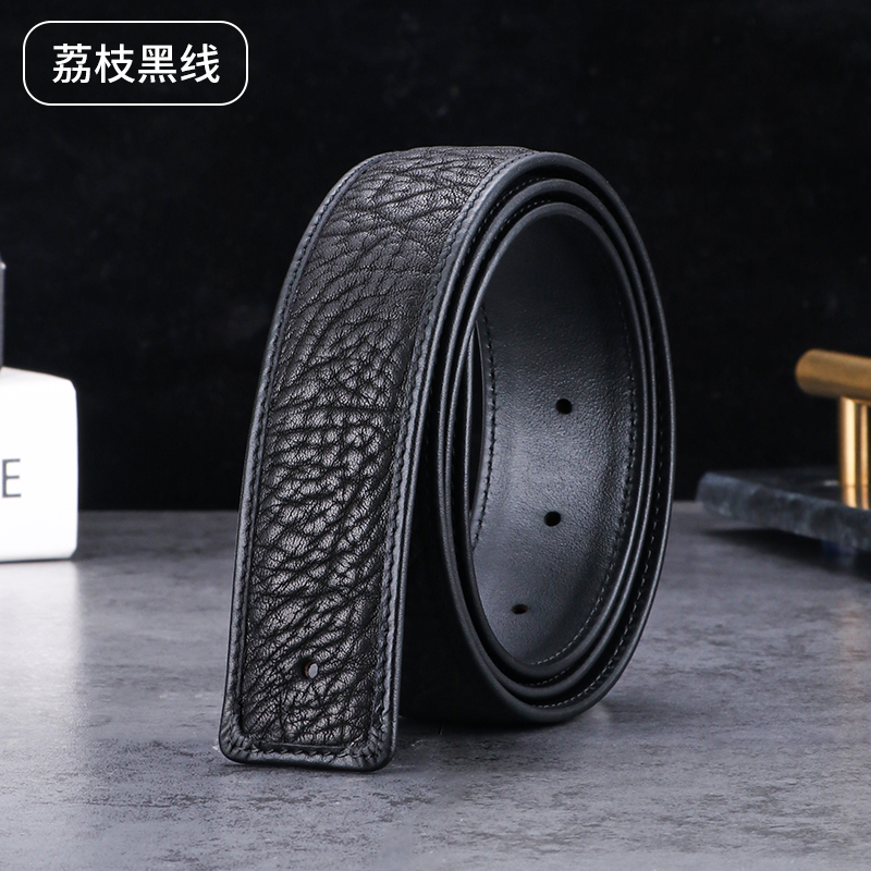 头层牛皮真皮男士皮带条3.8宽打孔内穿无头腰带条潮流中青年裤带
