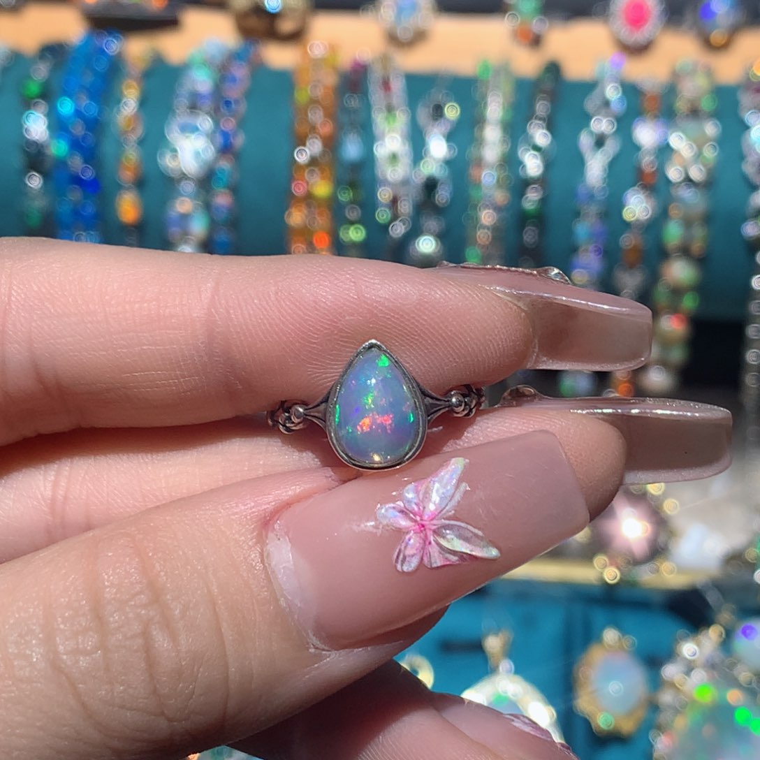 欧泊戒指银S925镶嵌福利