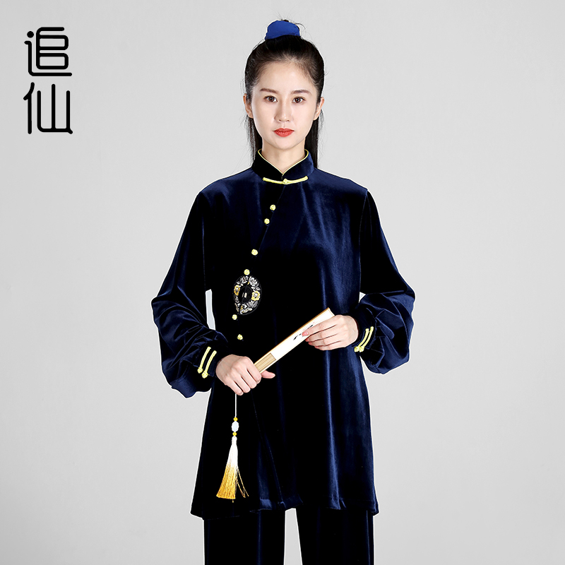 追仙太极秋冬套装新款加厚保暖金丝绒太极服南韩绒太极服练功服