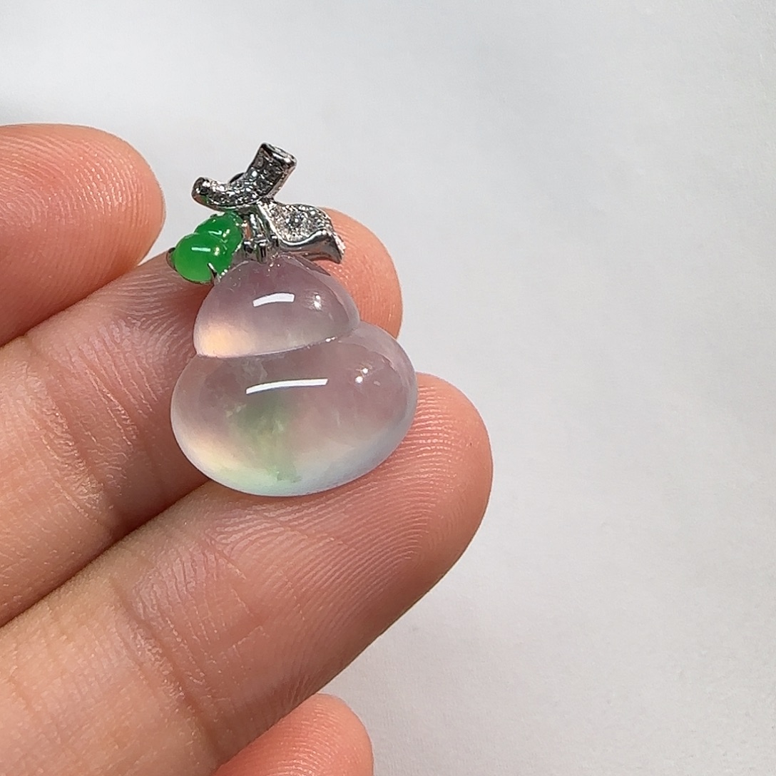 翡翠18K金镶嵌吊坠(不含链)葫芦