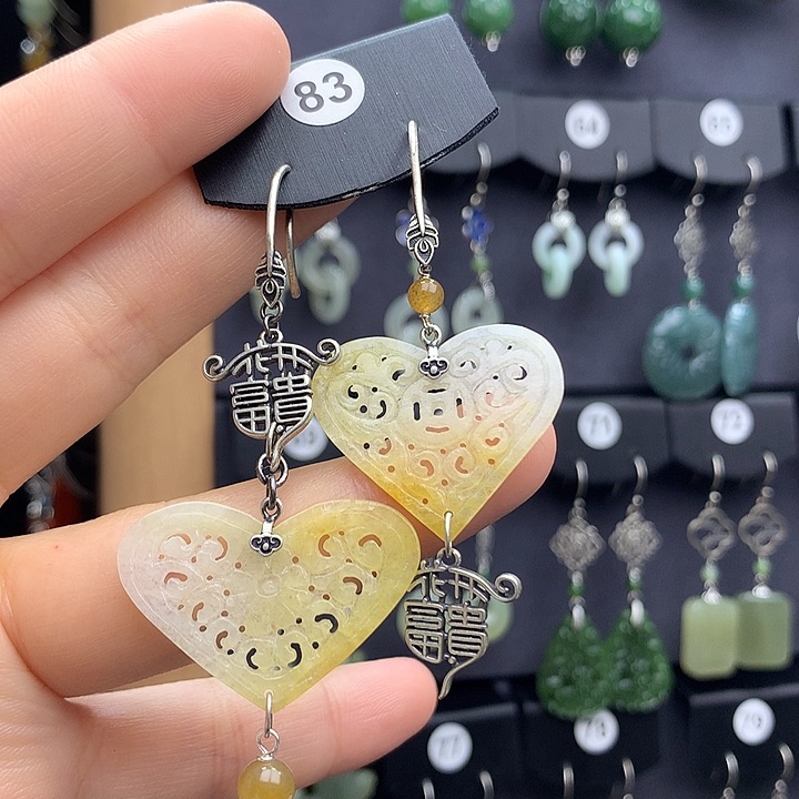 翡翠耳饰银S925镶嵌?***主