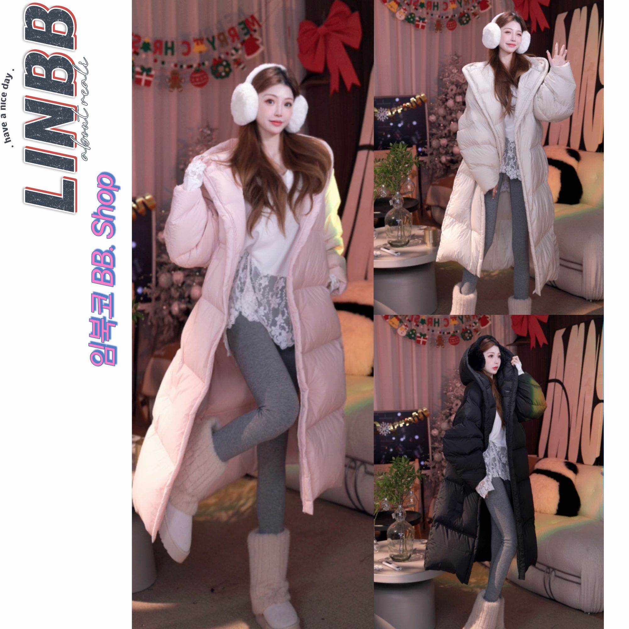 林北鼻-【大被子】韩单高端线白鸭绒大连帽羽绒服外套