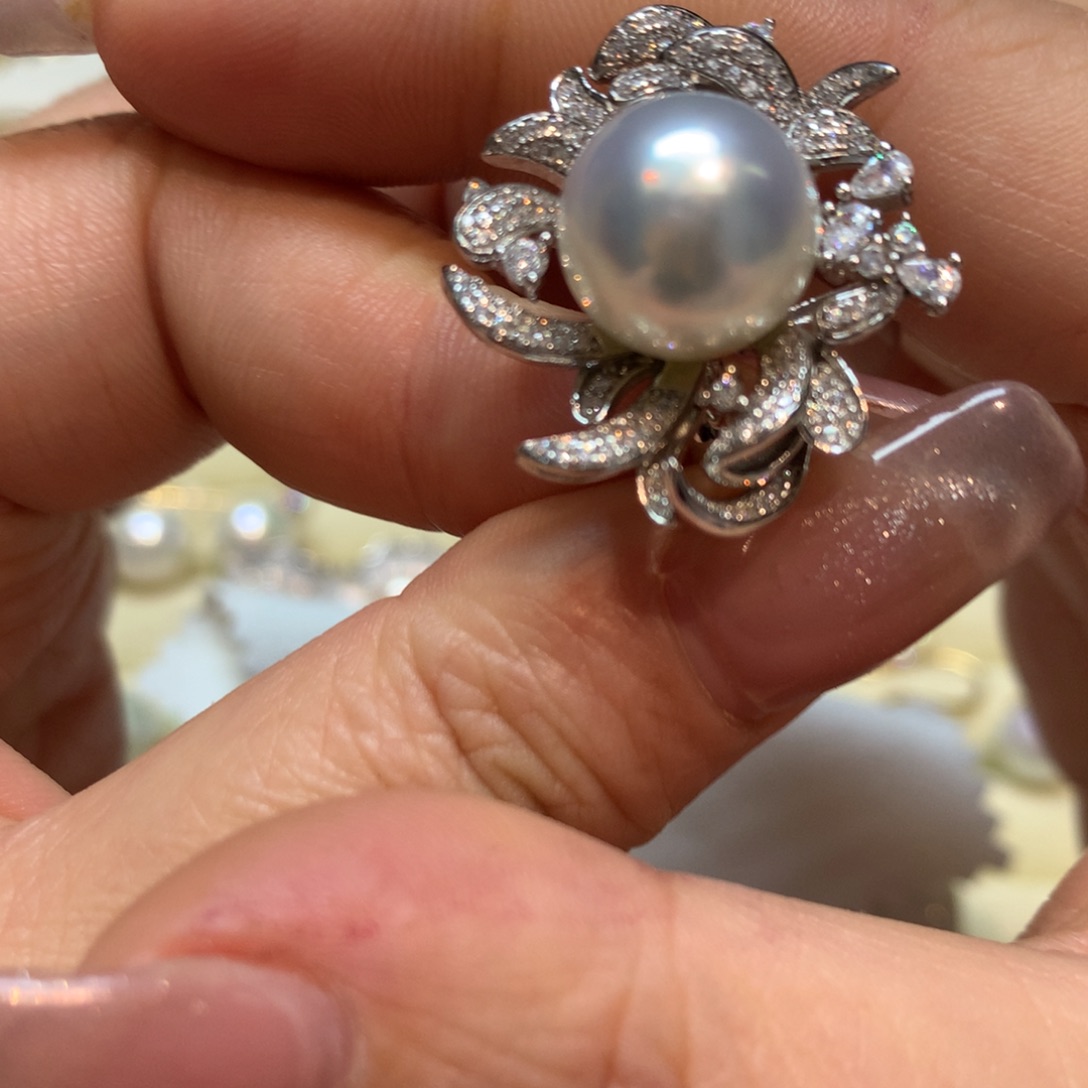 海水珍珠戒指银S925镶嵌