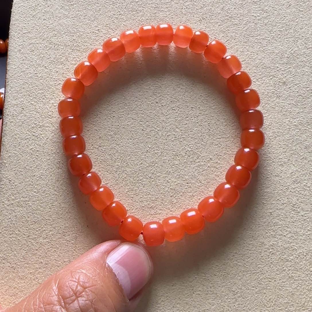 南红玛瑙手链未镶嵌大黑洞7.5mm老型