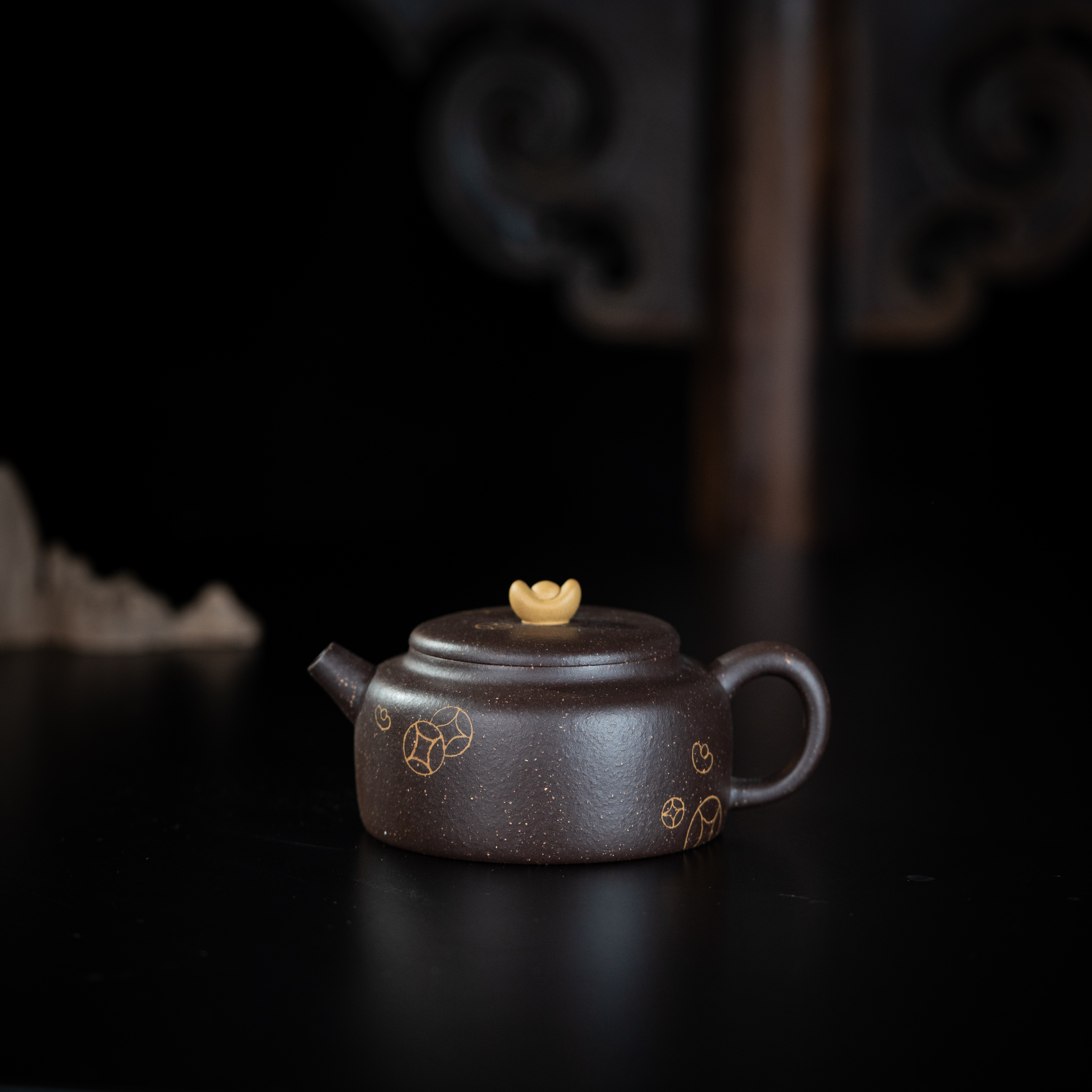 珽珽茶器 金元宝 吴静制 乌金砂 160cc家用紫砂壶茶壶