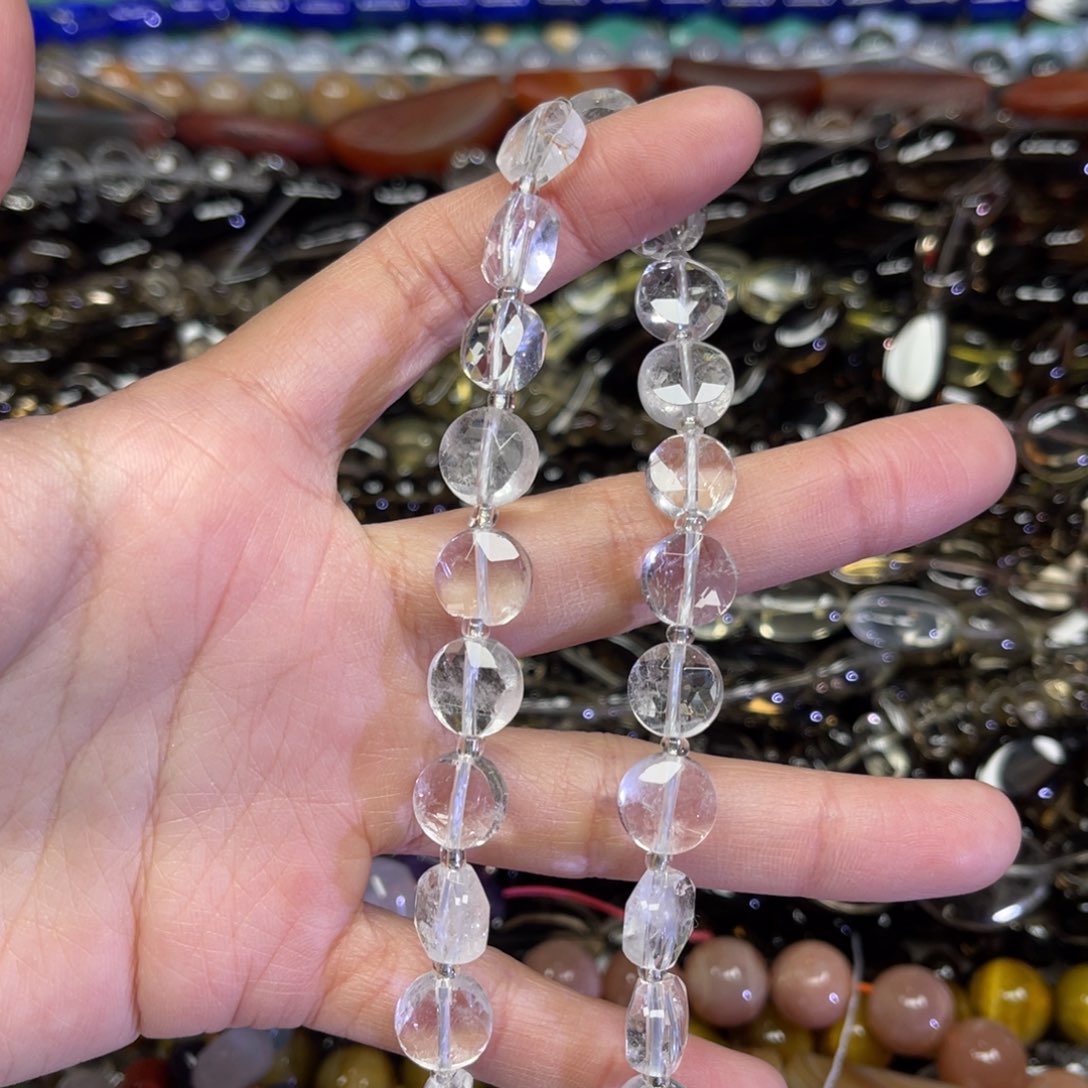 玛瑙/玉髓散珠白水晶卡10.6一条