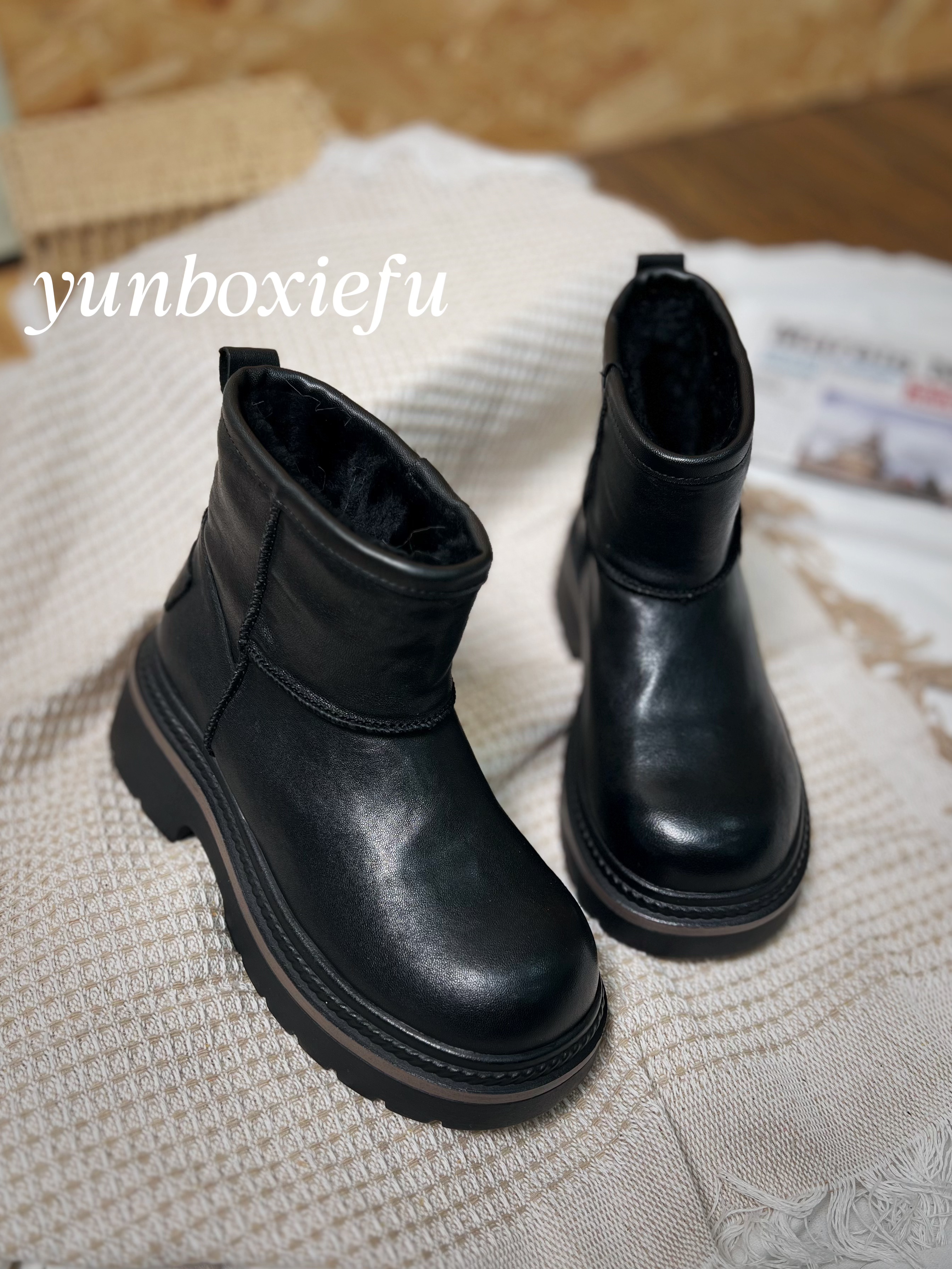 棉鞋套筒秋冬冬季韩版时尚保暖短靴圆头2025年秋季2A066