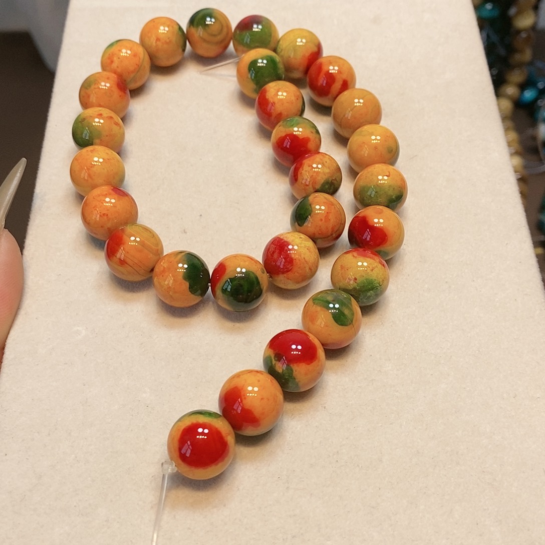 散珠玛瑙/玉髓地球玛瑙14mm一条