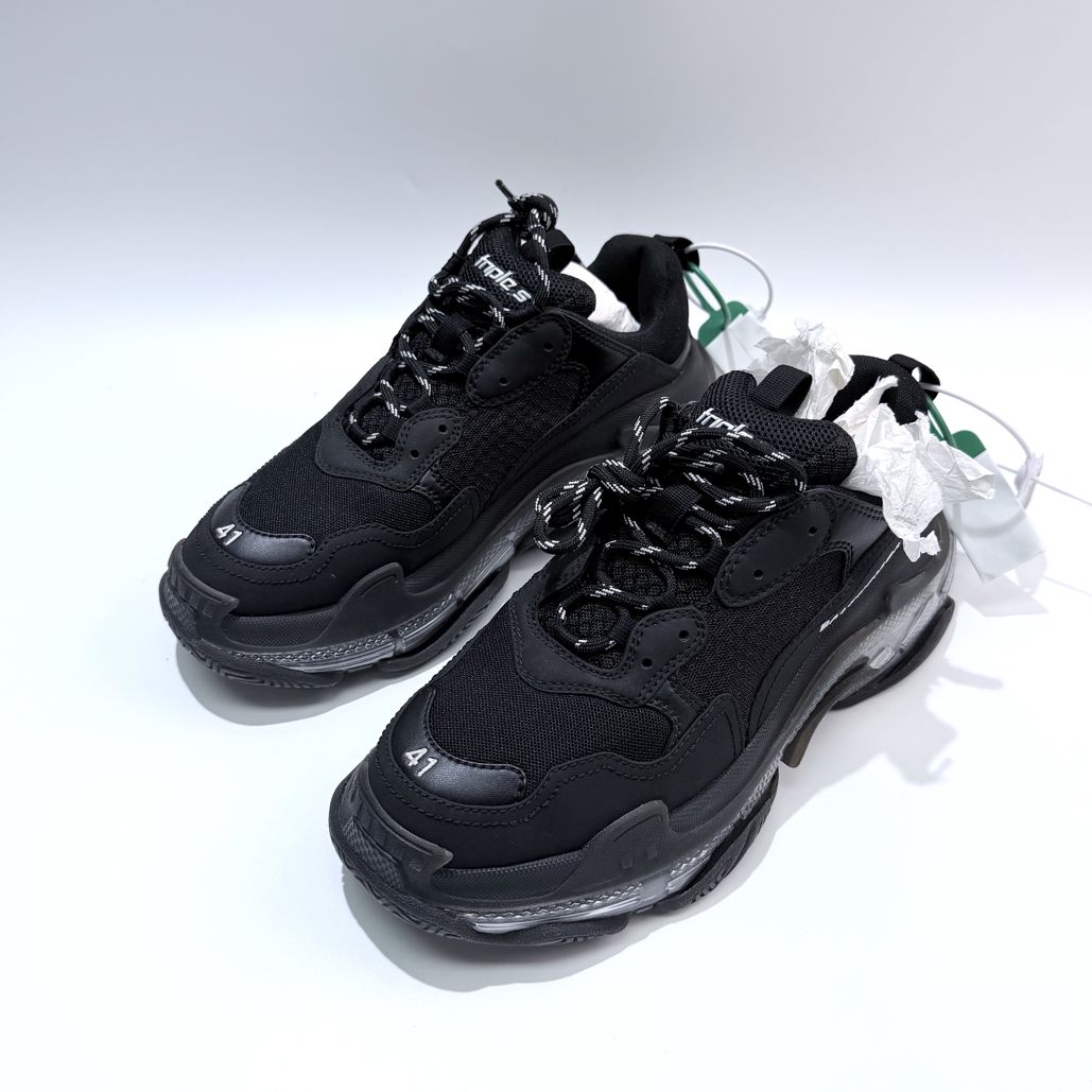 99新 Balenciaga/巴黎世家 41码 黑色TripleS老爹鞋bl0872
