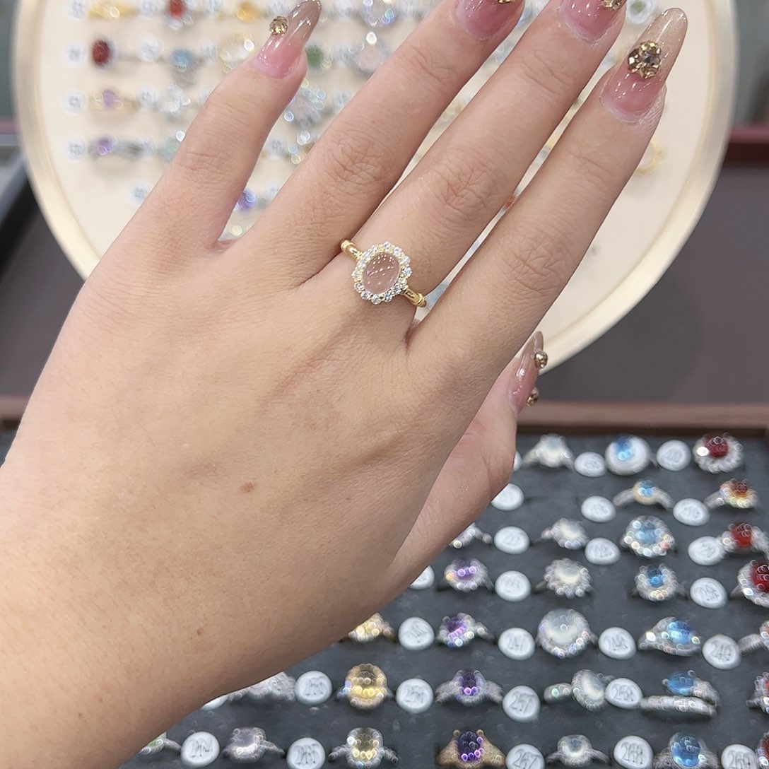 蛇纹石玉戒指银S925镶嵌