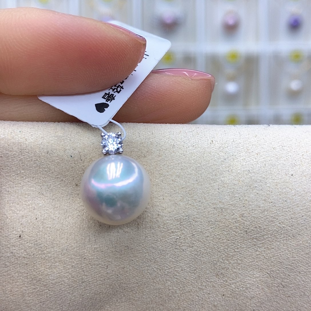 淡水珍珠银S925镶嵌吊坠(赠链)