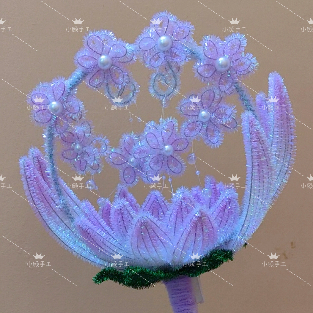 浪漫蝴蝶荷花莲花手拿棒灯笼花扭扭棒编织手工材料包