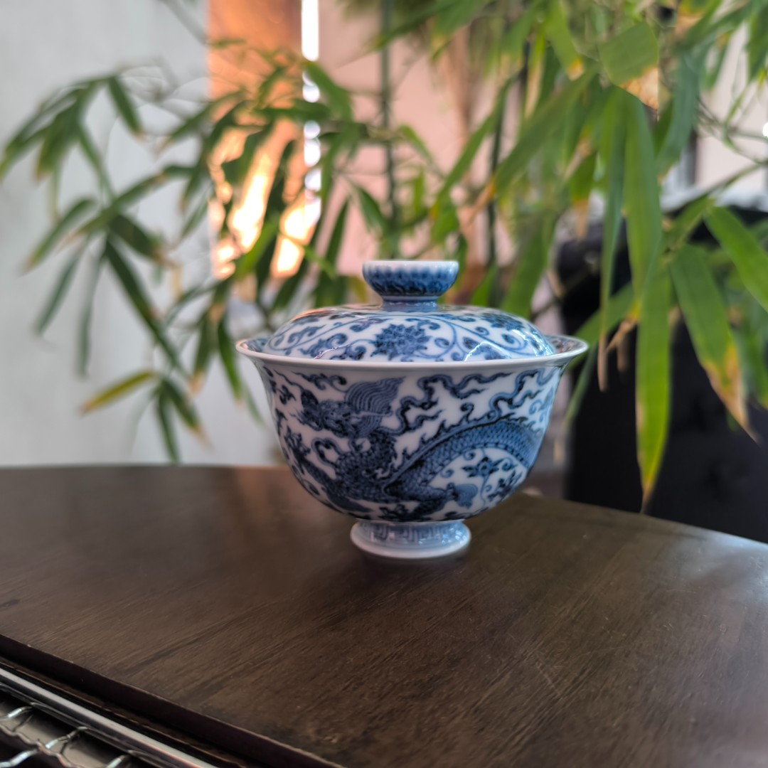 【小乔赏瓷】景德镇手工手绘柴窑布一窑龙凤盖碗