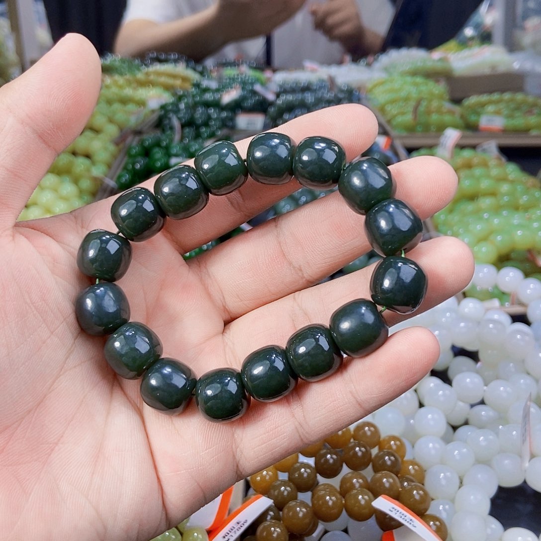 和田玉未镶嵌手串纯天然卡14新疆且末料且末蓝多样性发一